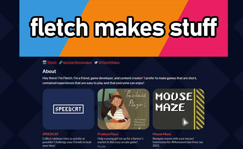 Screenshot of Fletch’s itch.io page